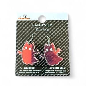 Celebrate holographic ghost cat earrings